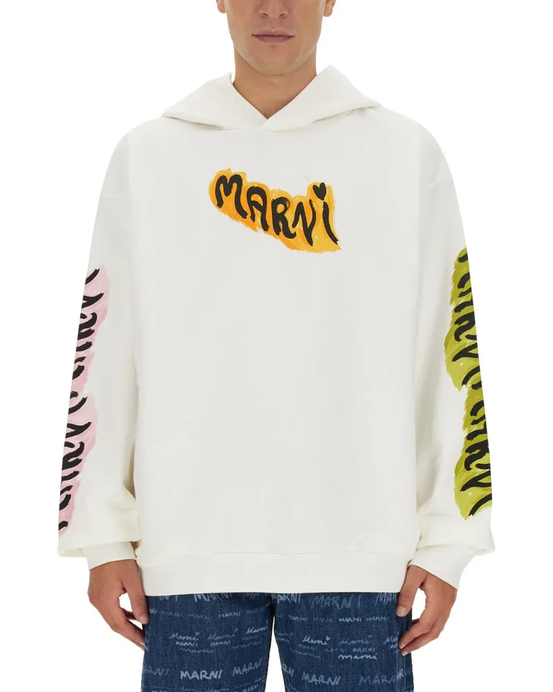 Marni Sweatshirt mit Logo White