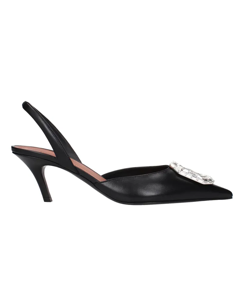 Amina Muaddi Camelia Damens Ledersandalen Schwarz -