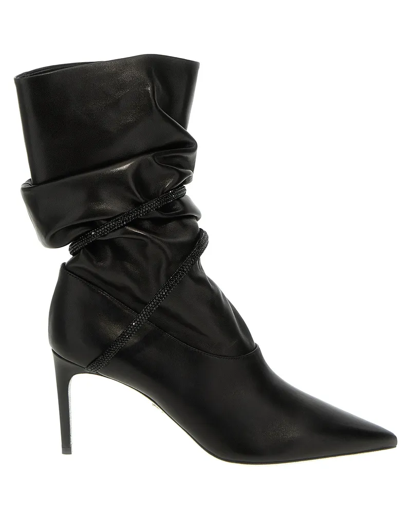 René Caovilla Strass Nappa -Knöchelstiefel Black