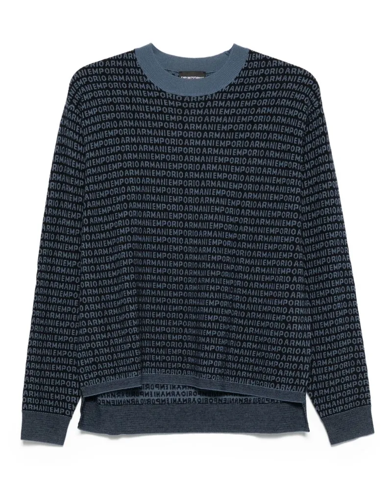 Emporio Armani Woll Crewneck -Jumper Blue