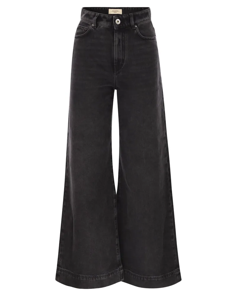 Weekend Max Mara Cactus1234 Jeans mit weitem Bein aus Baumwolldenim Black