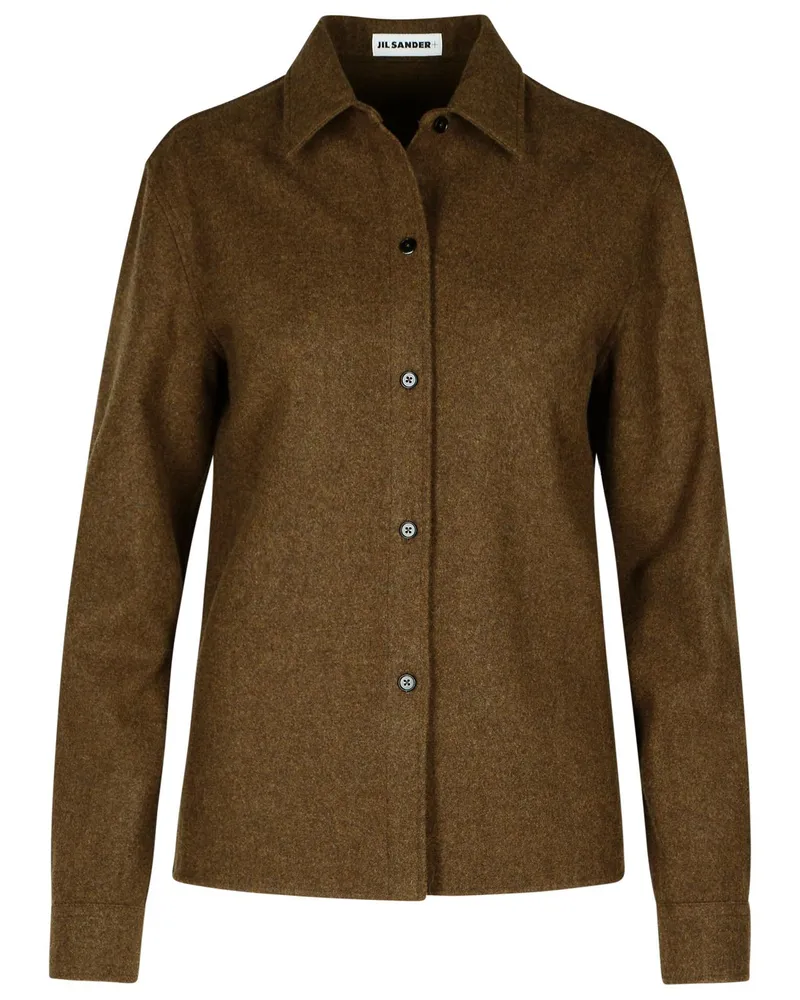 Jil Sander braun Wollhemd Brown