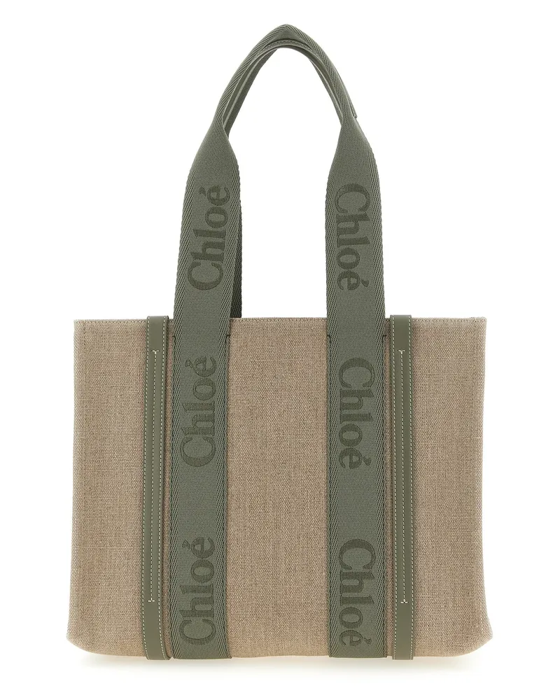 Chloé Mittelgroße Einkaufstasche „Woody Green