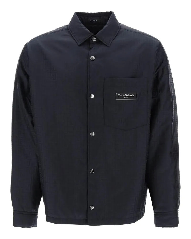 Balmain Monogramm Nylon Ovrshirt Schwarz