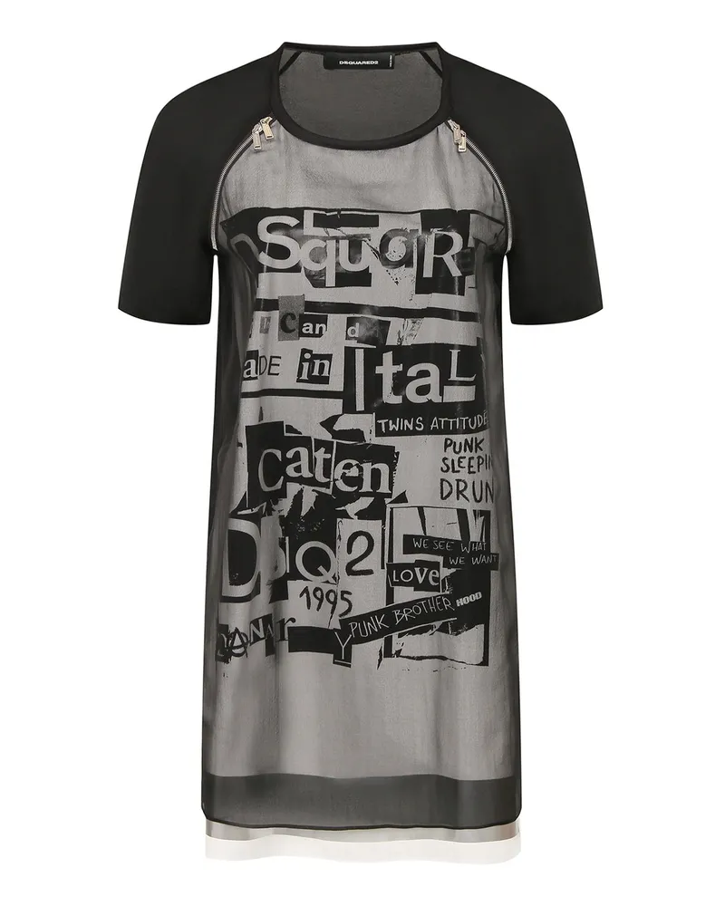 Dsquared2 Seidendruck Mini Kleid Black