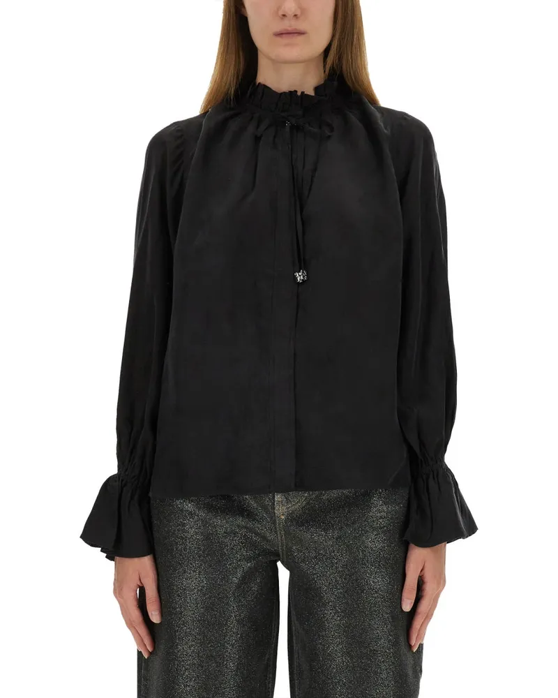 Ganni Fluid Cupro Shirt Black