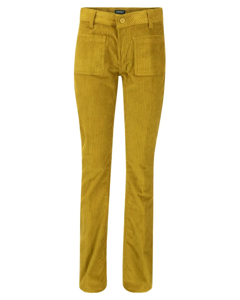 Dondup Newmolly Velvet Bootcut Hosen Senf