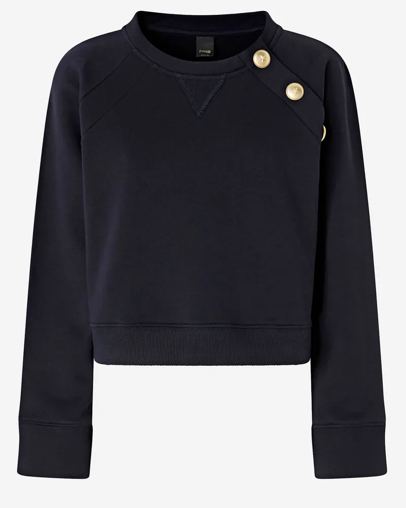 Pinko Cotton Sweatshirt mit Knöpfen Blue