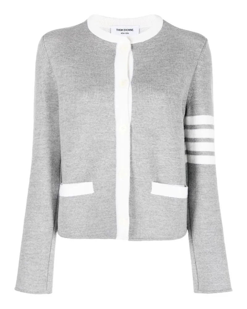 Thom Browne 4 Bar Wolle Strickjacke Grau
