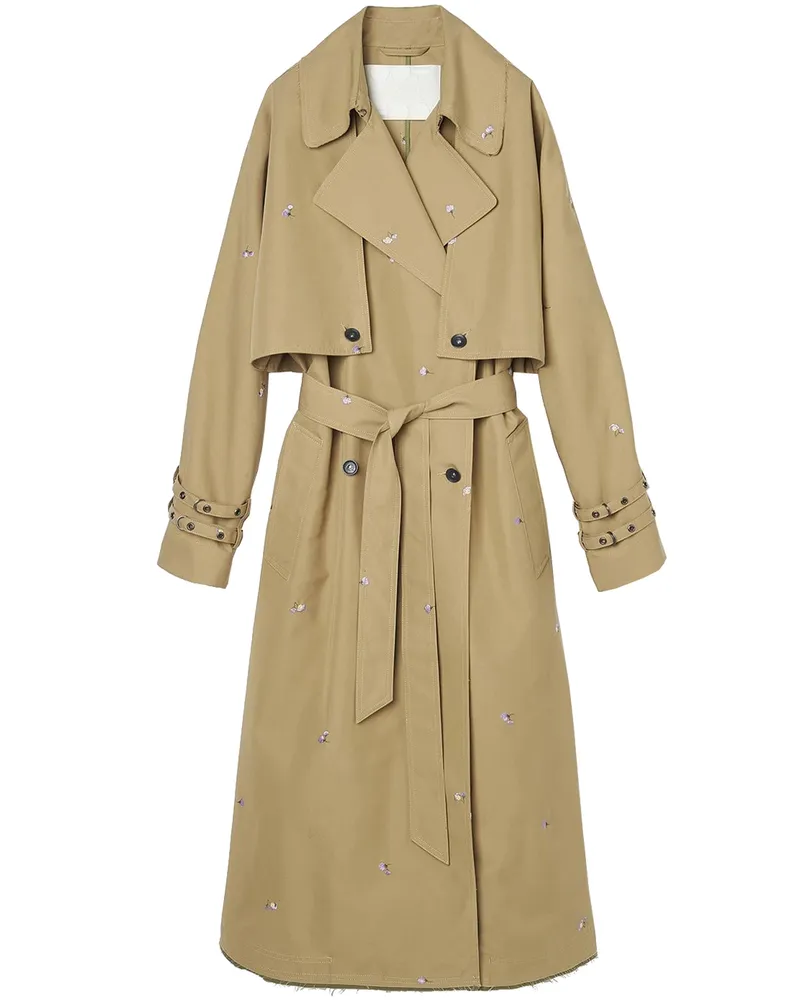 OOF WEAR Trench Coat 2 in 1 in Gabardine 9285 bestickt Green
