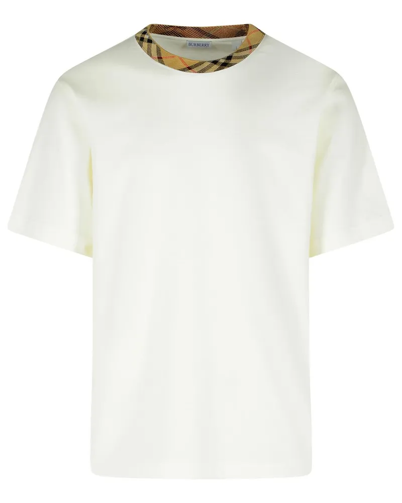 Burberry Ryan in Cotone Bianca Con Finirin' Check 'T -Shirt White