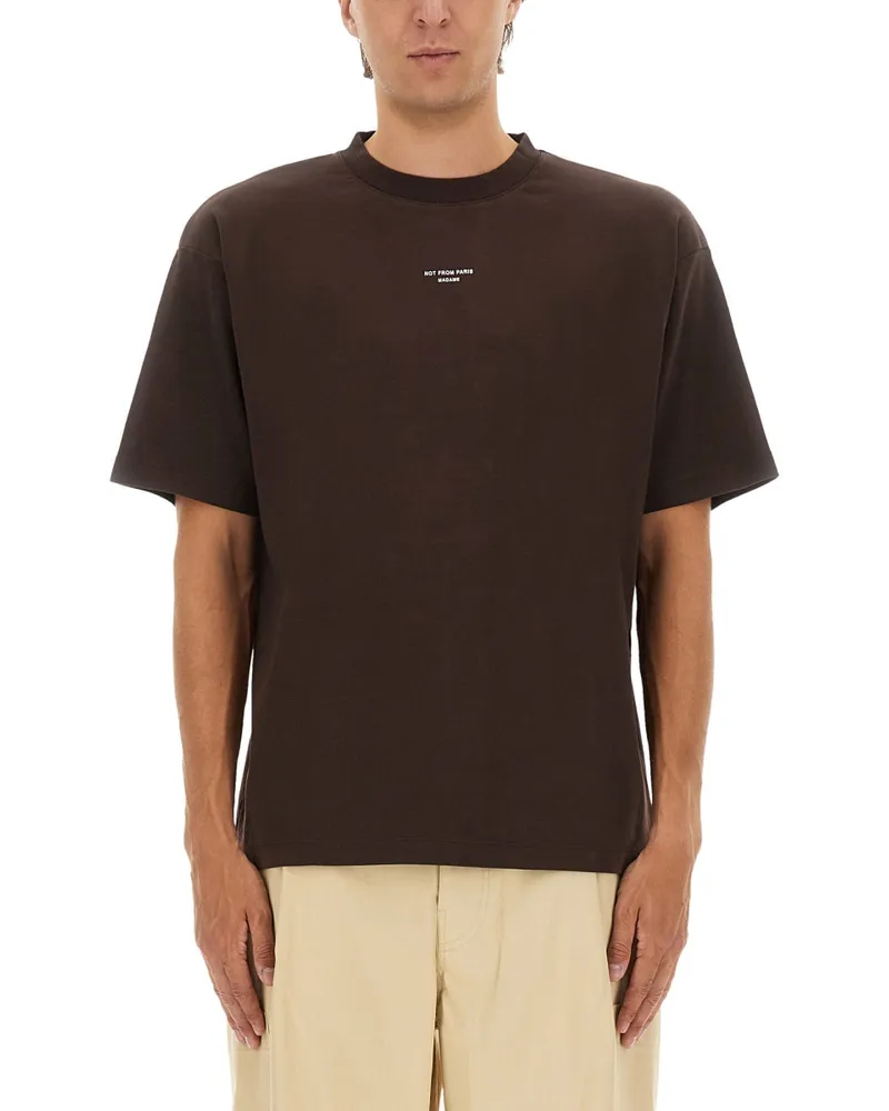Drôle de Monsieur Slogan" T -Shirt Brown