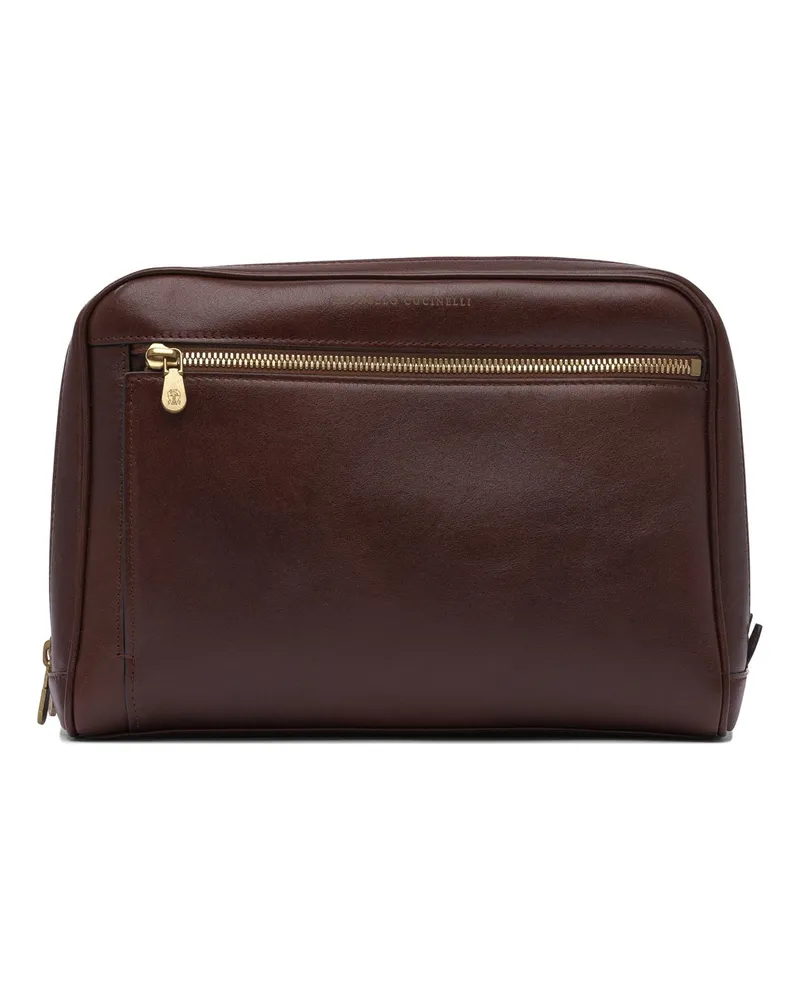 Brunello Cucinelli Lederbeuteltasche Brown