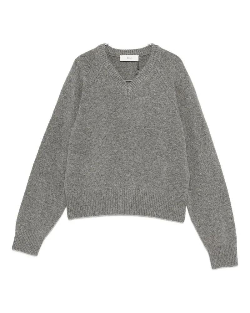 Dunst Wollpullover mit V-Ausschnitt Grey