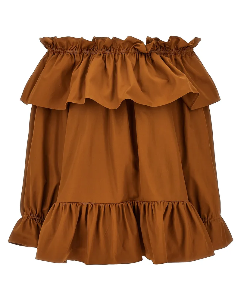 Saint Laurent Minikleid mit Volants Brown