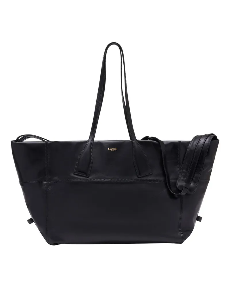 Balmain Track Reißverschluss Reisetasche  Leder schwarz Schwarz