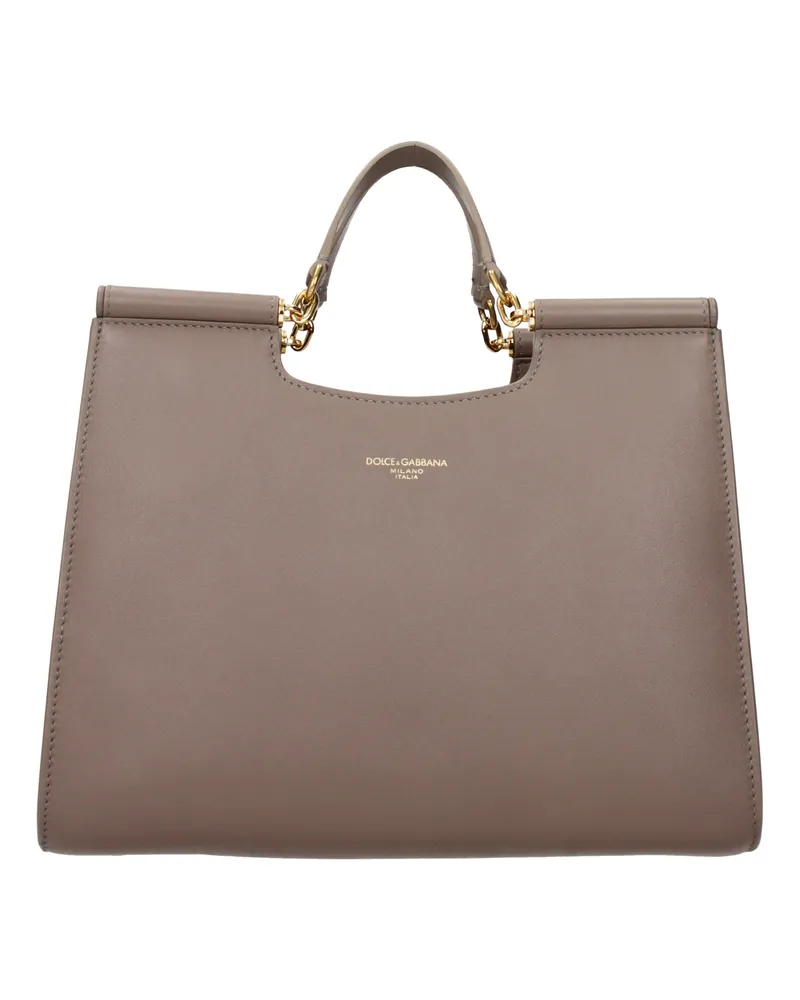 Dolce & Gabbana Dolce&Gabbana Damens Sicily Handtaschen Beige Leder -