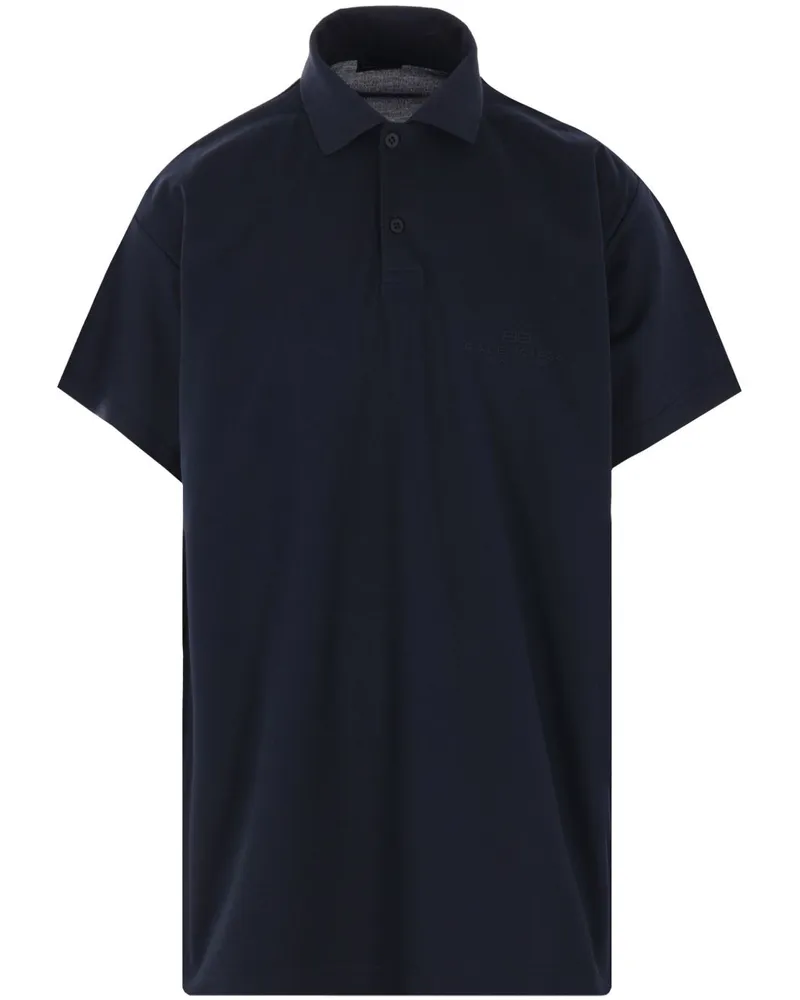 Balenciaga miteinander verbundene Baumwollpolo -Hemd Blue
