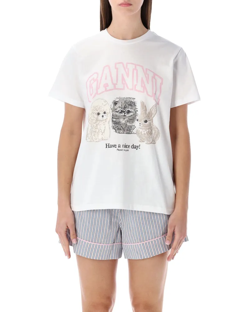 Ganni T-Shirts und Polos Weiß White