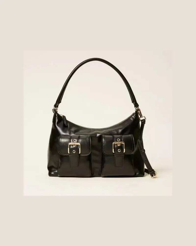 Twin-Set Umhängetasche mit Taschen und Schnallen Black