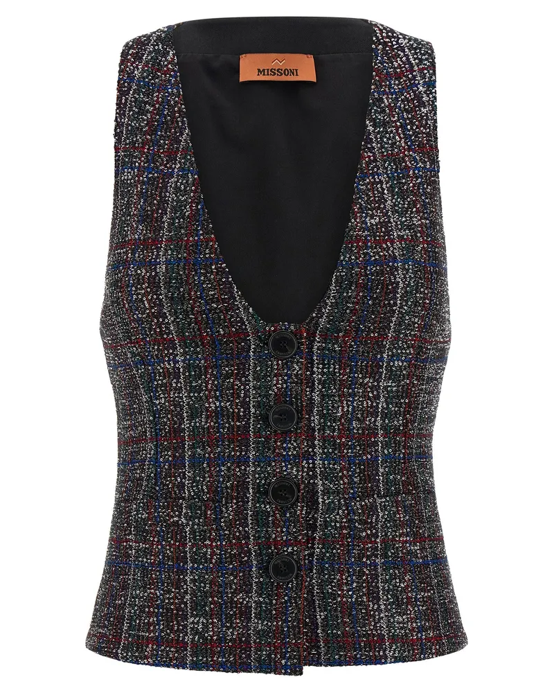 Missoni Pailletten-Tartan-Weste Multicolor