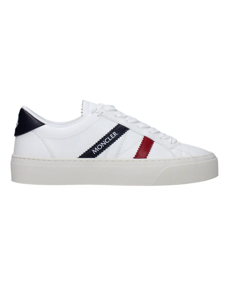 Moncler Sneakers Monaco 2 Damens Leder Weiß/Blau -