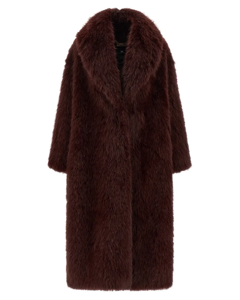 Elisabetta Franchi Faux Pelzmantel Bordeaux