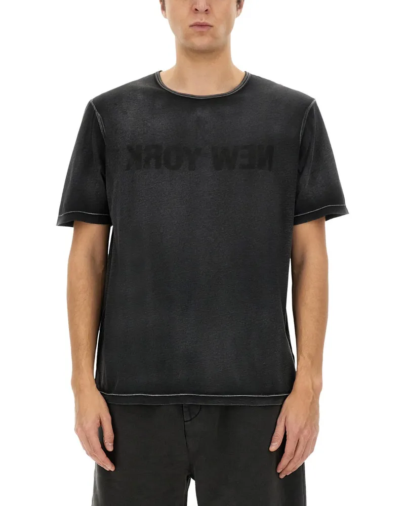 Helmut Lang Kleidungsstück in New York gefärbt" T -Shirt Black