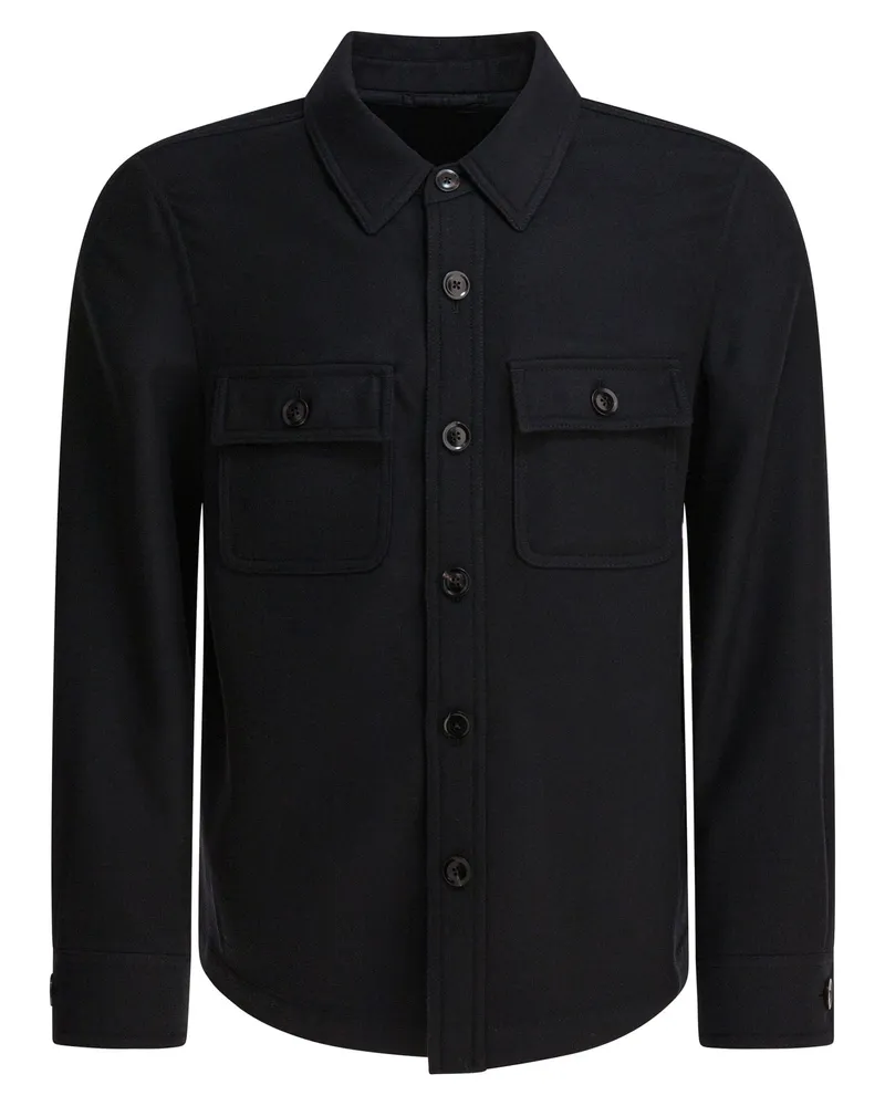 Tom Ford Overshirt-Jacke aus Wolle und Seide Black
