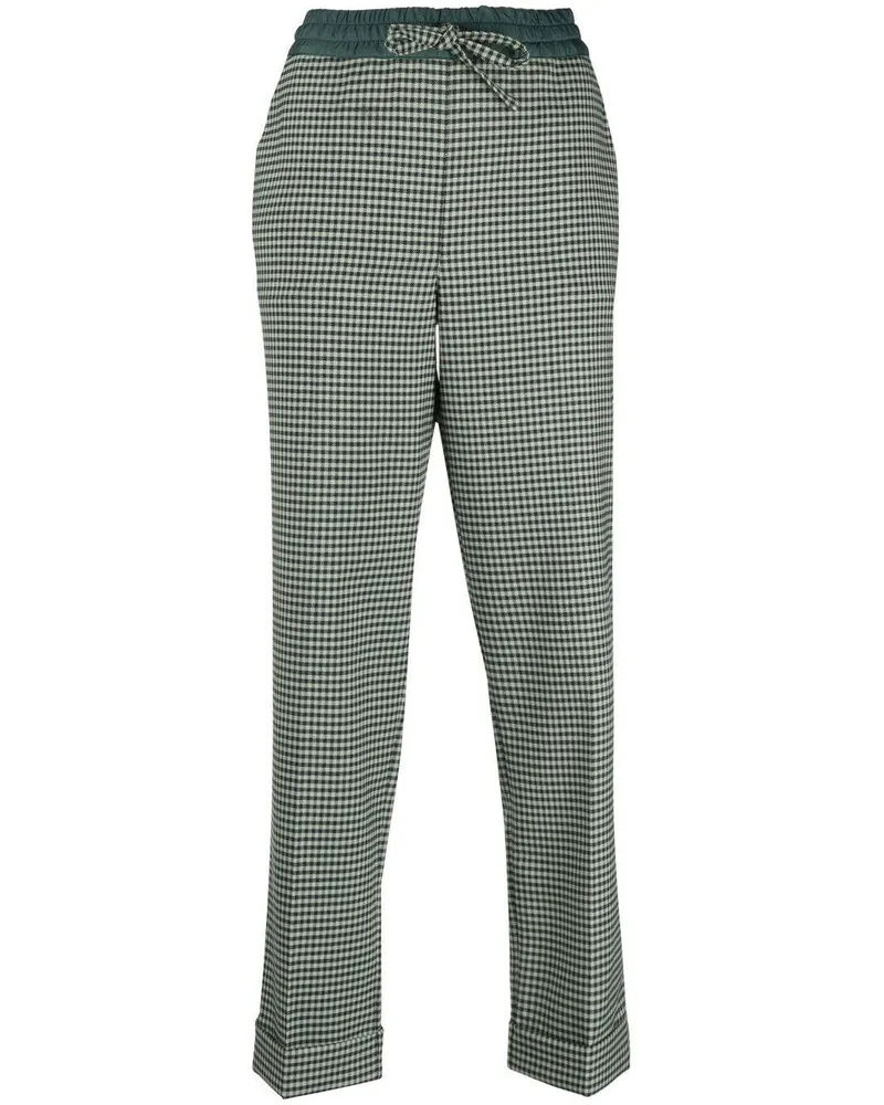 P.A.R.O.S.H. Parosh Feinkarierte, schmal zulaufende, kurze Hose Green