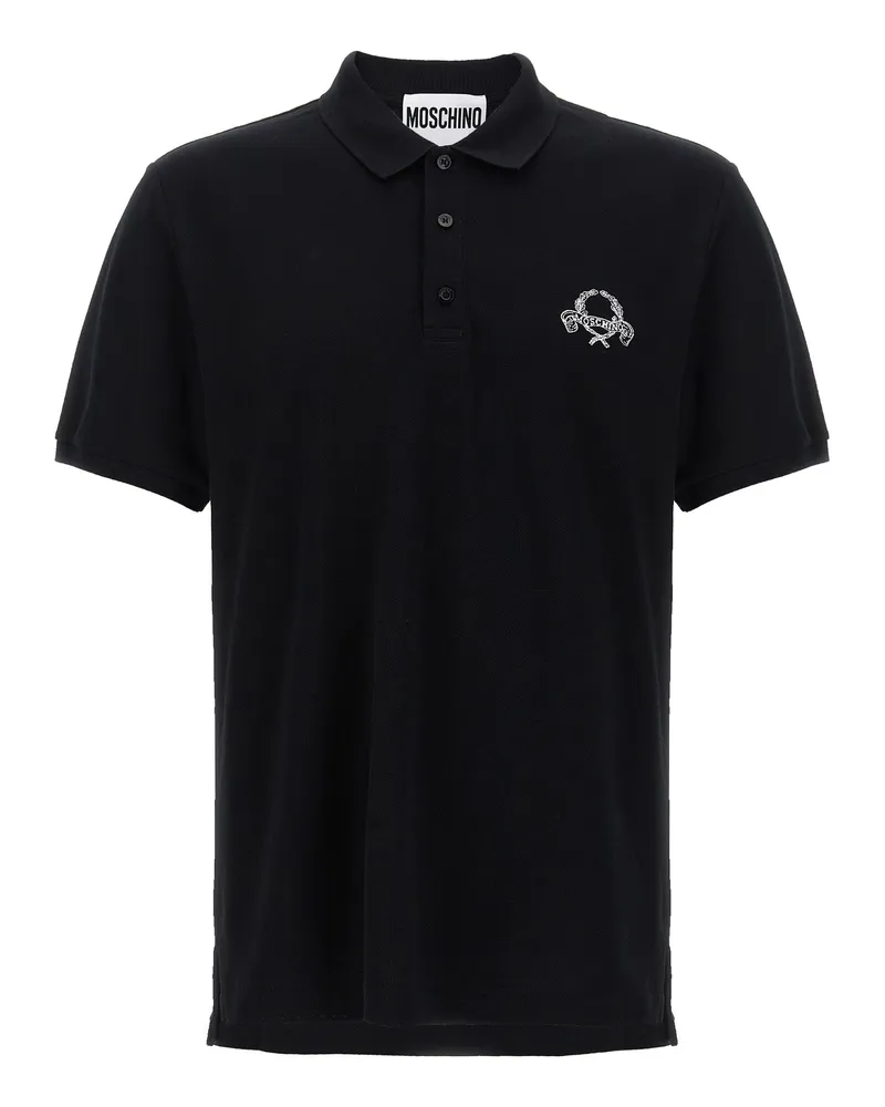 Moschino Logo Stickhemd -Polo -Hemd Black