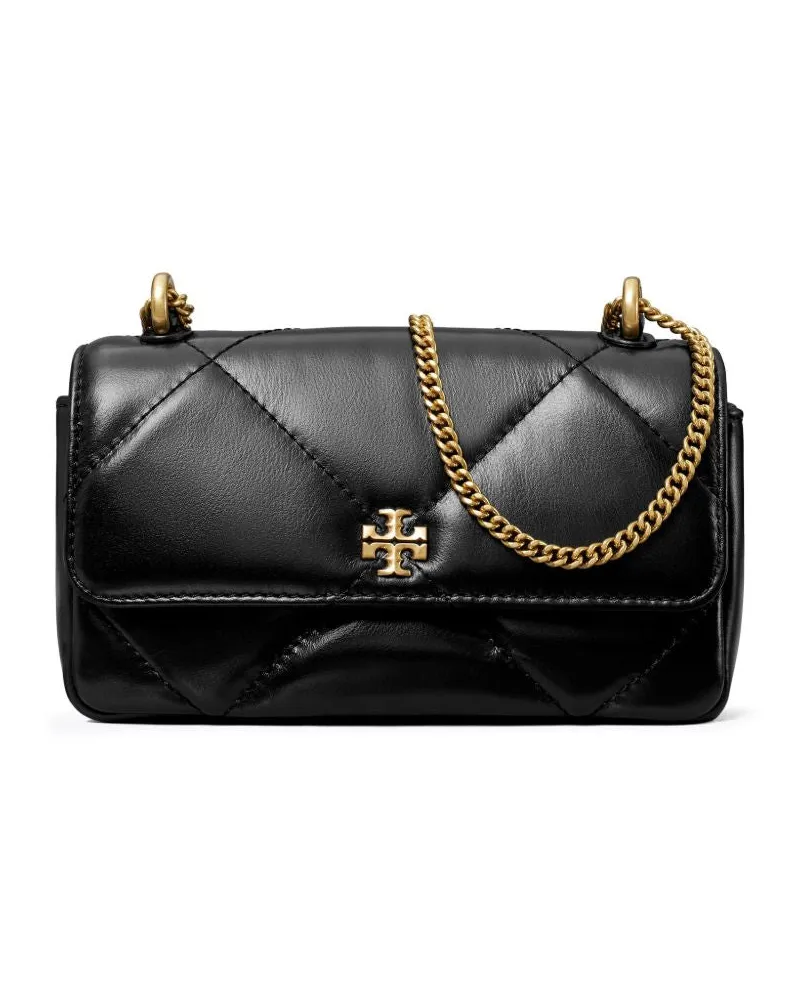 Tory Burch Kira Diamond Mini-Schultertasche aus Leder Black