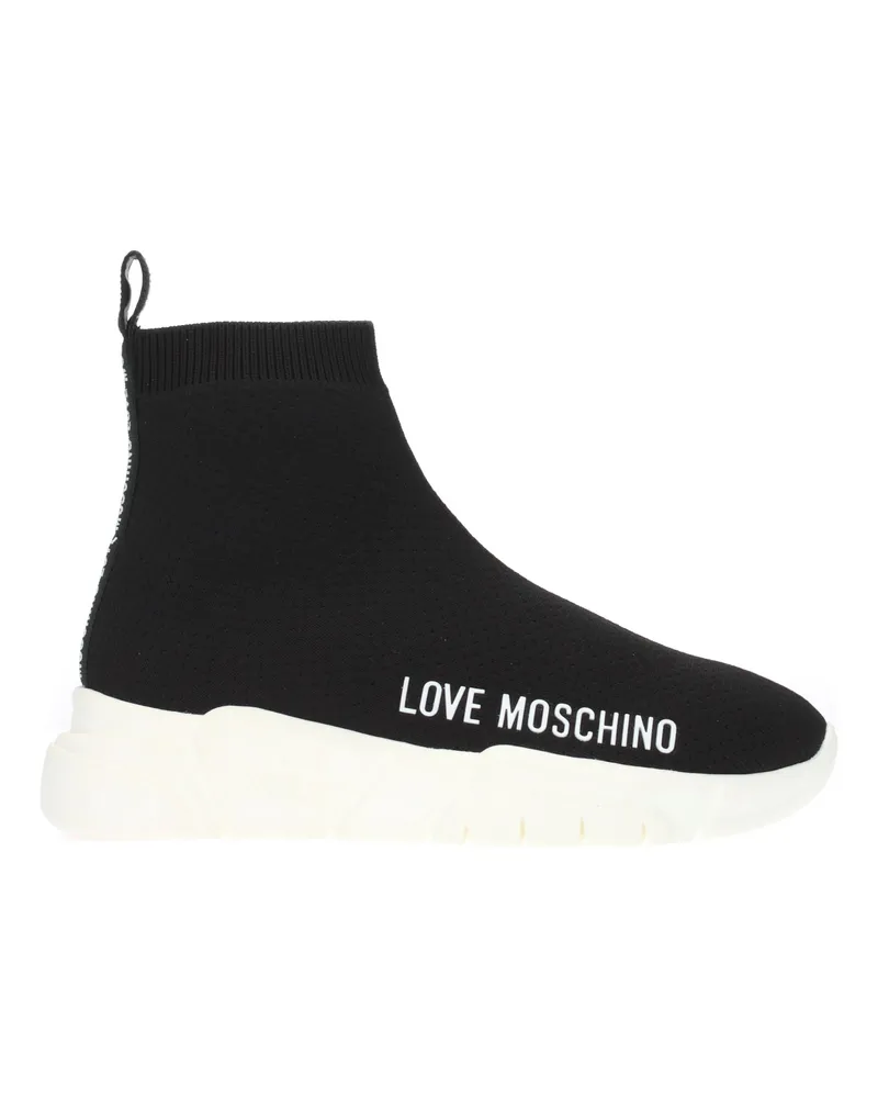 Moschino Damens Stoffsneaker Schwarz/Weiß -