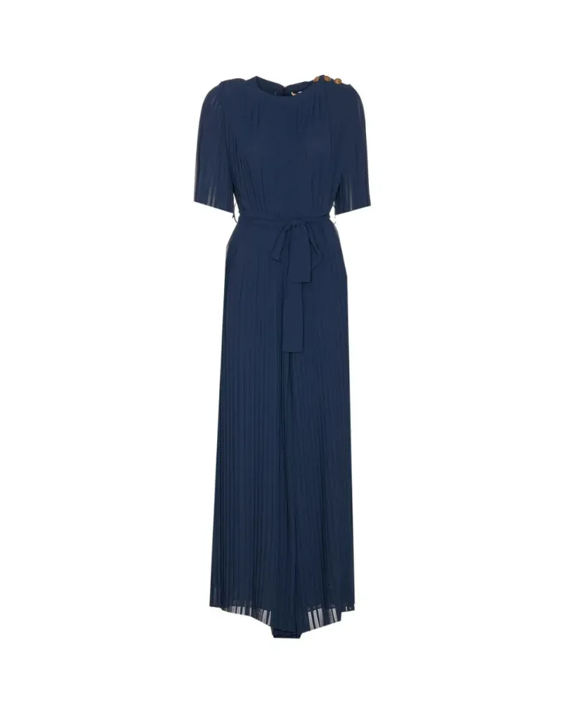 Twin-Set Twin Set Georgette Crepe Jumpsuit Blue