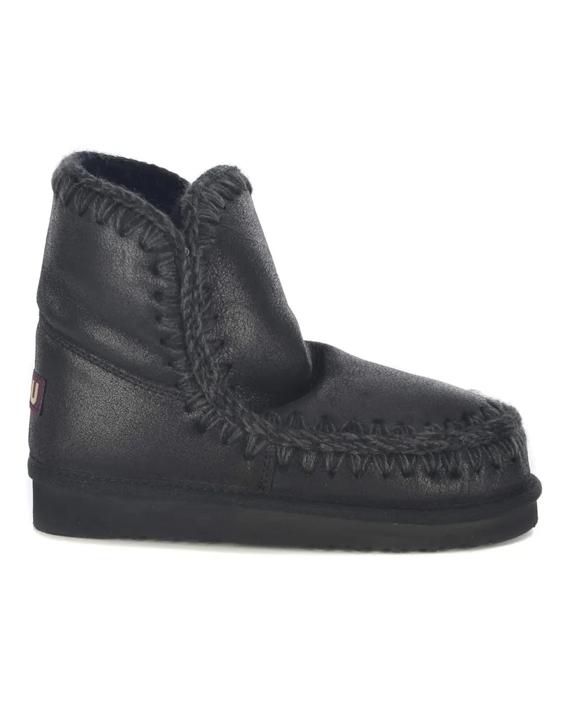 Mou Stiefel "Eskimo18" aus echtem schwarzem Schaffellleder Black