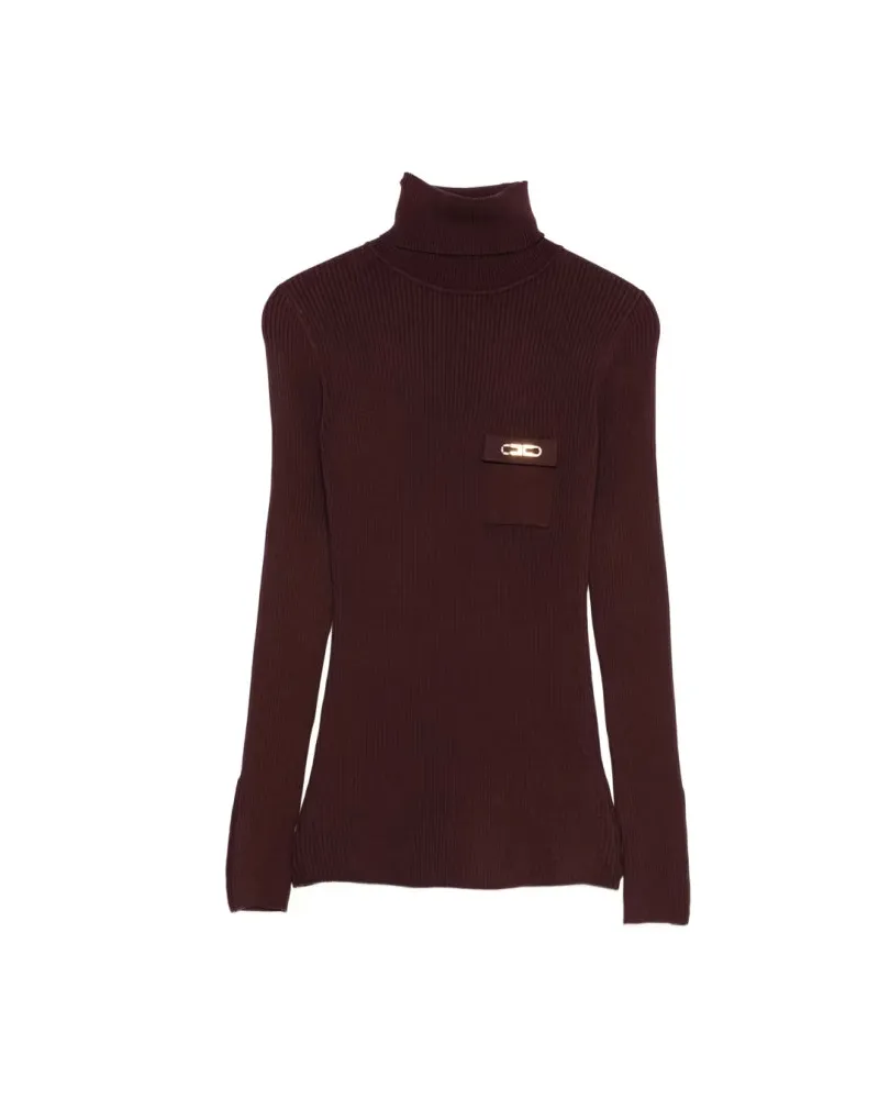Elisabetta Franchi Rollkragenpullover mit Tasche Vino