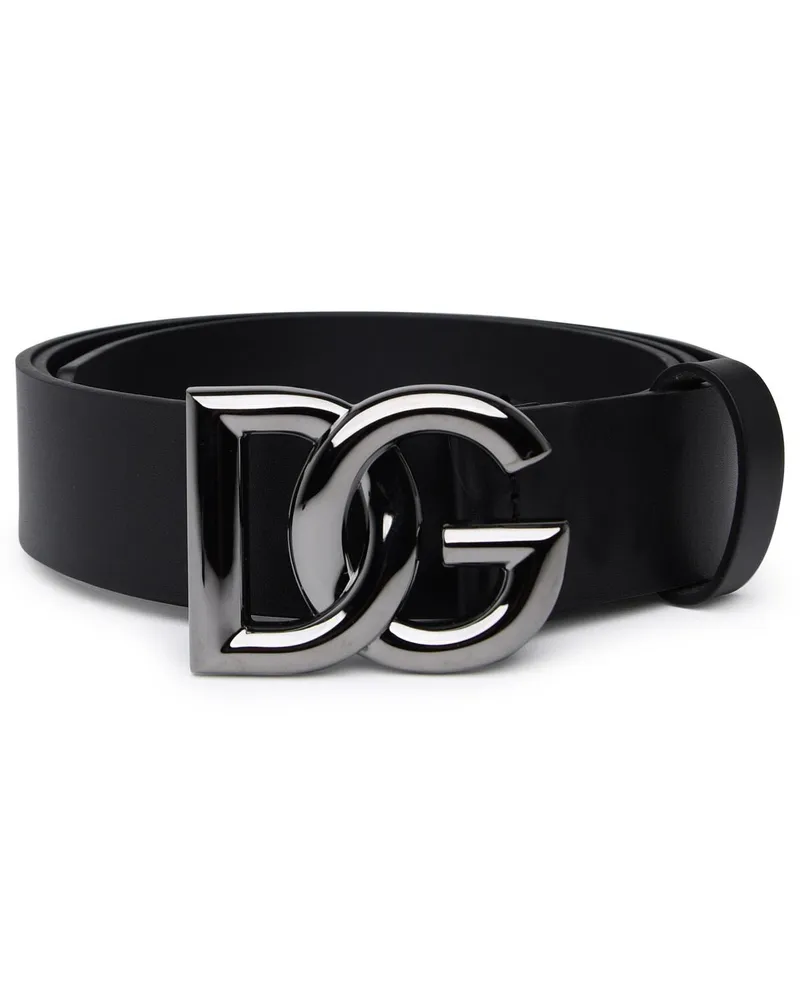 Dolce & Gabbana Black Lear Belt Black