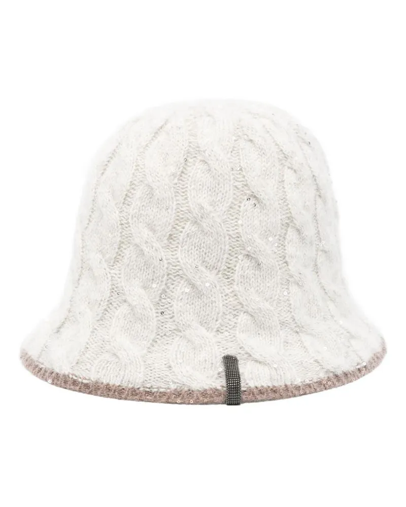 Brunello Cucinelli Wolle Cloche Hut White