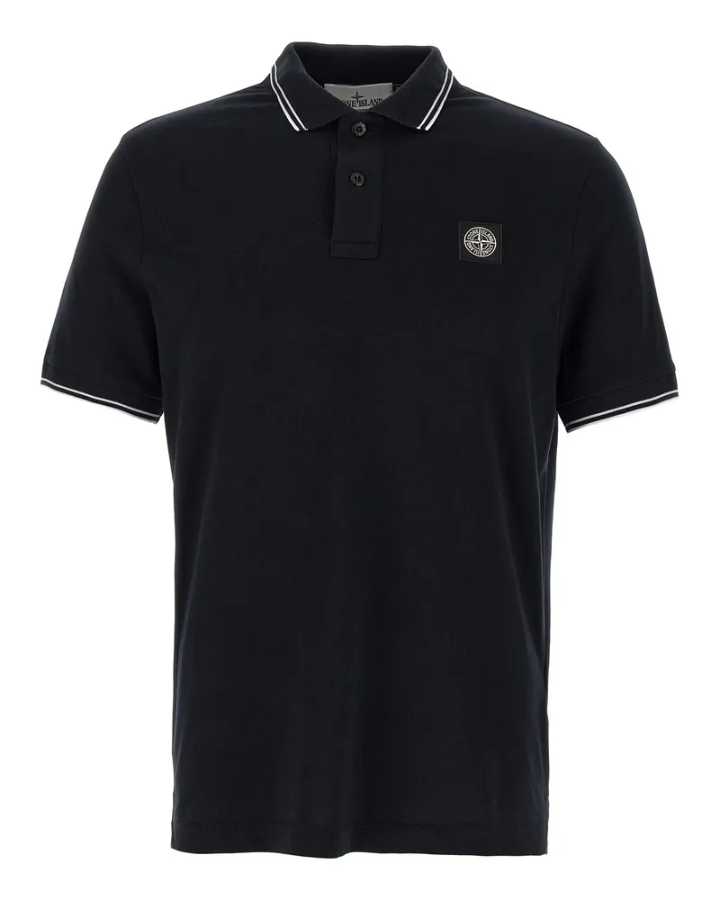 Stone Island Logo Patch Polo Shirt Blue