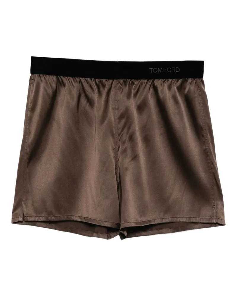 Tom Ford Pyjama-Shorts aus Seide Brown