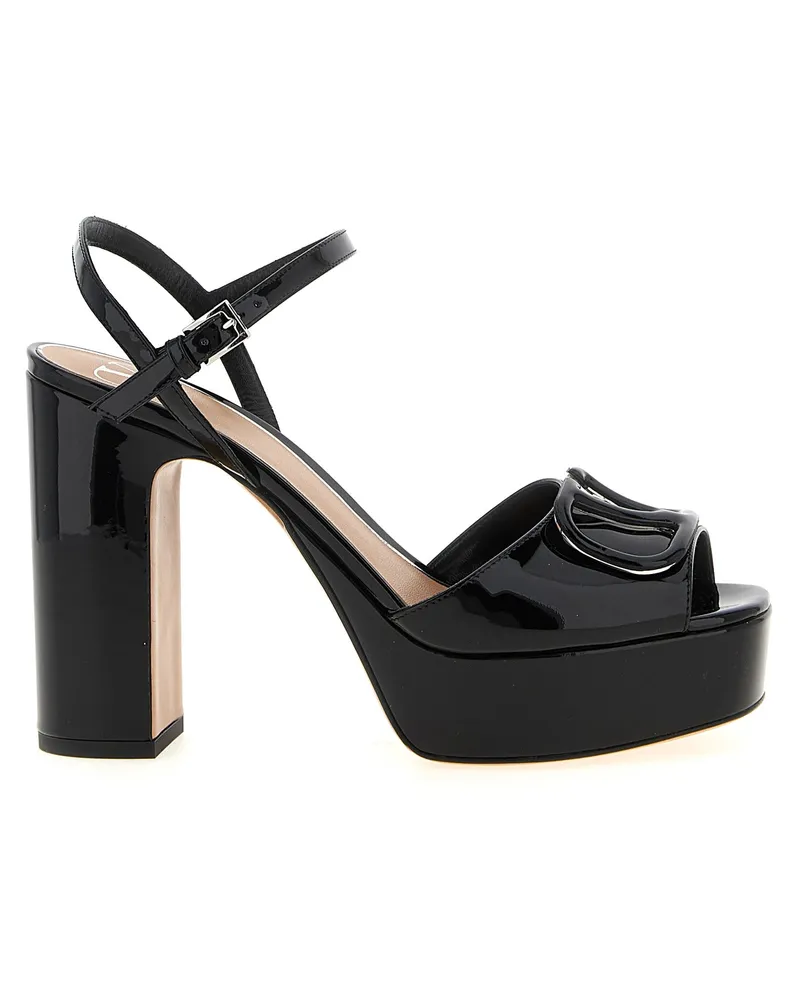 Valentino Garavani Valentino Garavani 'V Logo' Plattform Sandalen Black