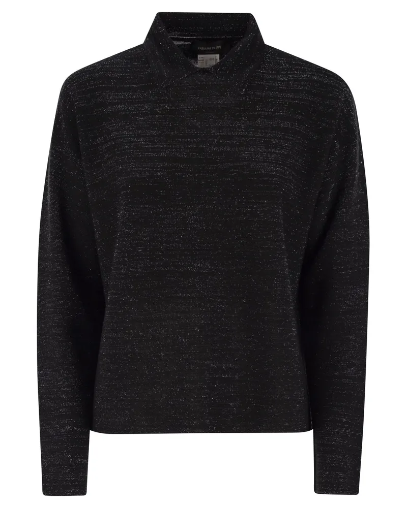 Fabiana Filippi Baumwolle und Lurex Polo -Nackenpullover Black