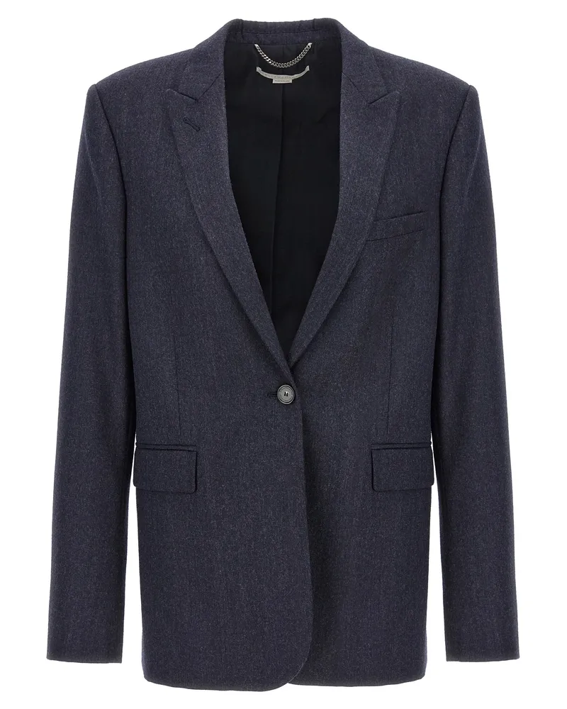 Stella McCartney Single Breasted Wool Blazer Blue