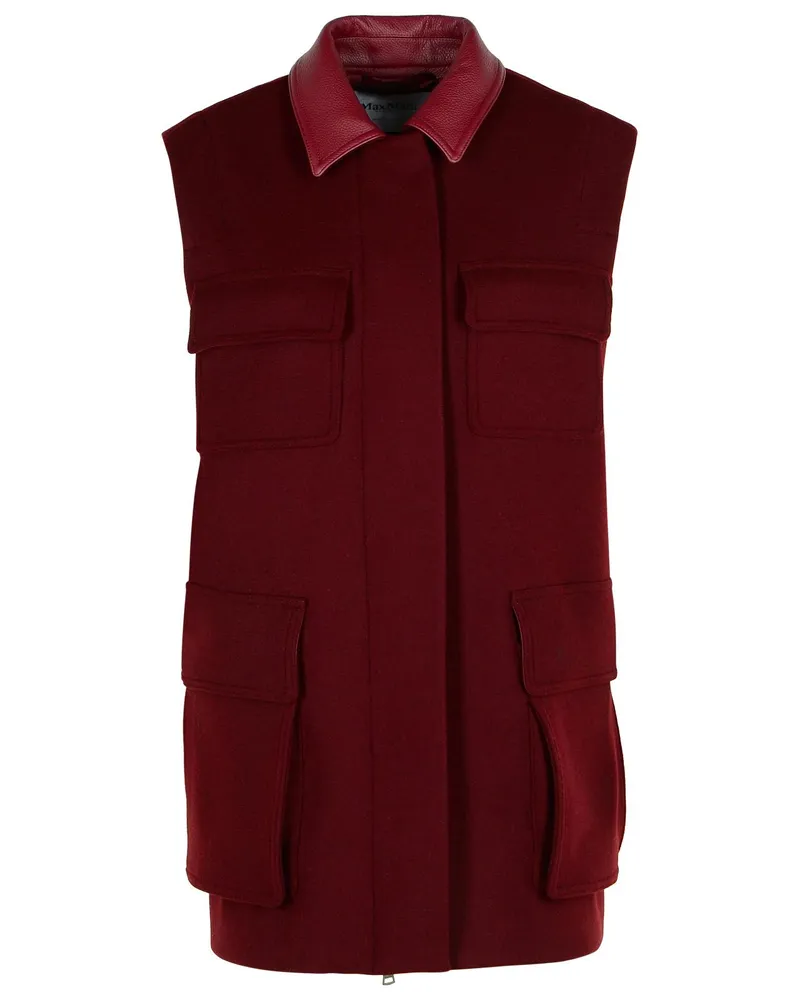 Max Mara Aeroso 1234 'lange Weste in Wolle, Alpaka und Kirsch Cachemire Bordeaux