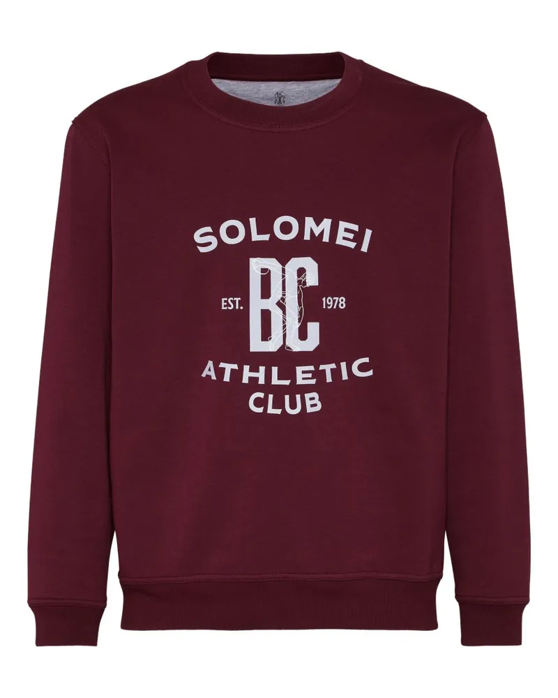 Brunello Cucinelli Logo Baumwoll -Sweatshirt Bordeaux