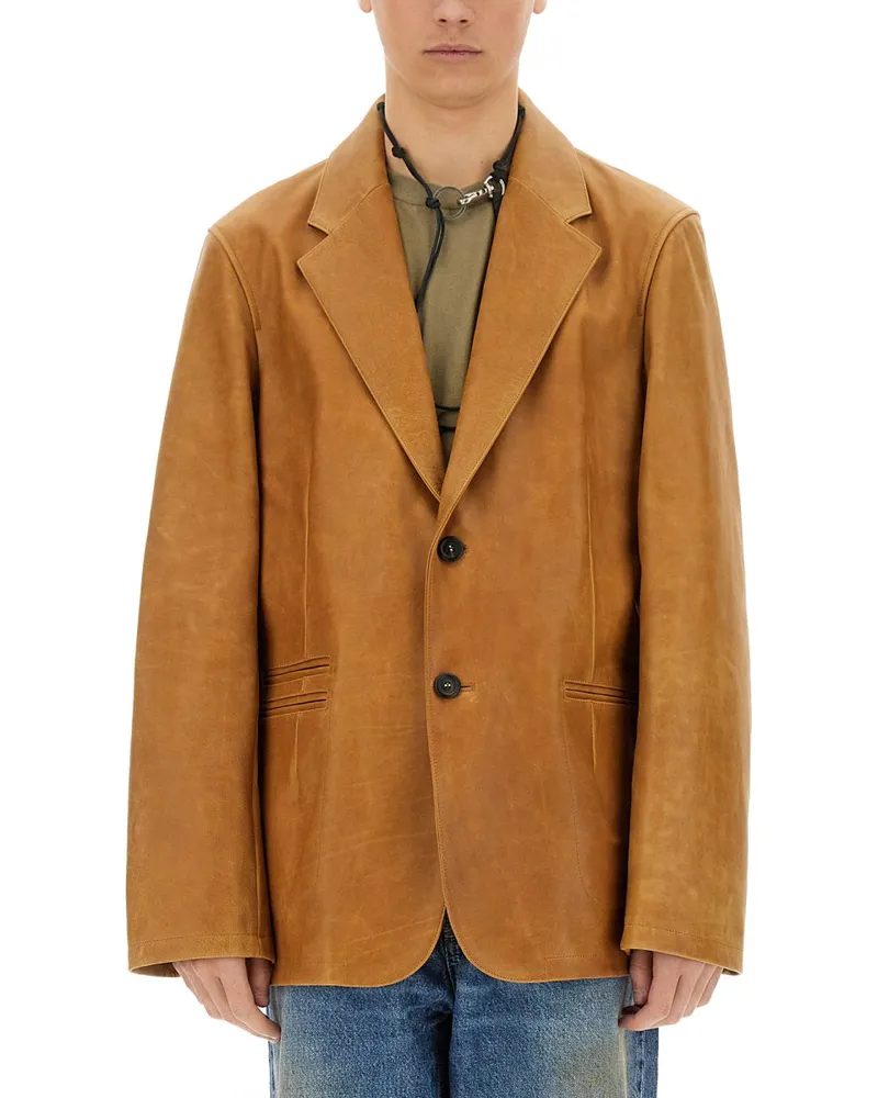 Our Legacy Unser Legacy Leder -Öffnungsblazer Brown