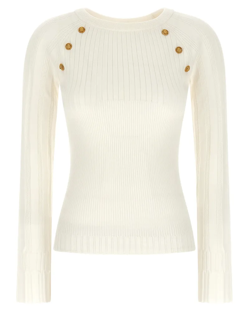 Balmain 3-Knopf-Pullover White
