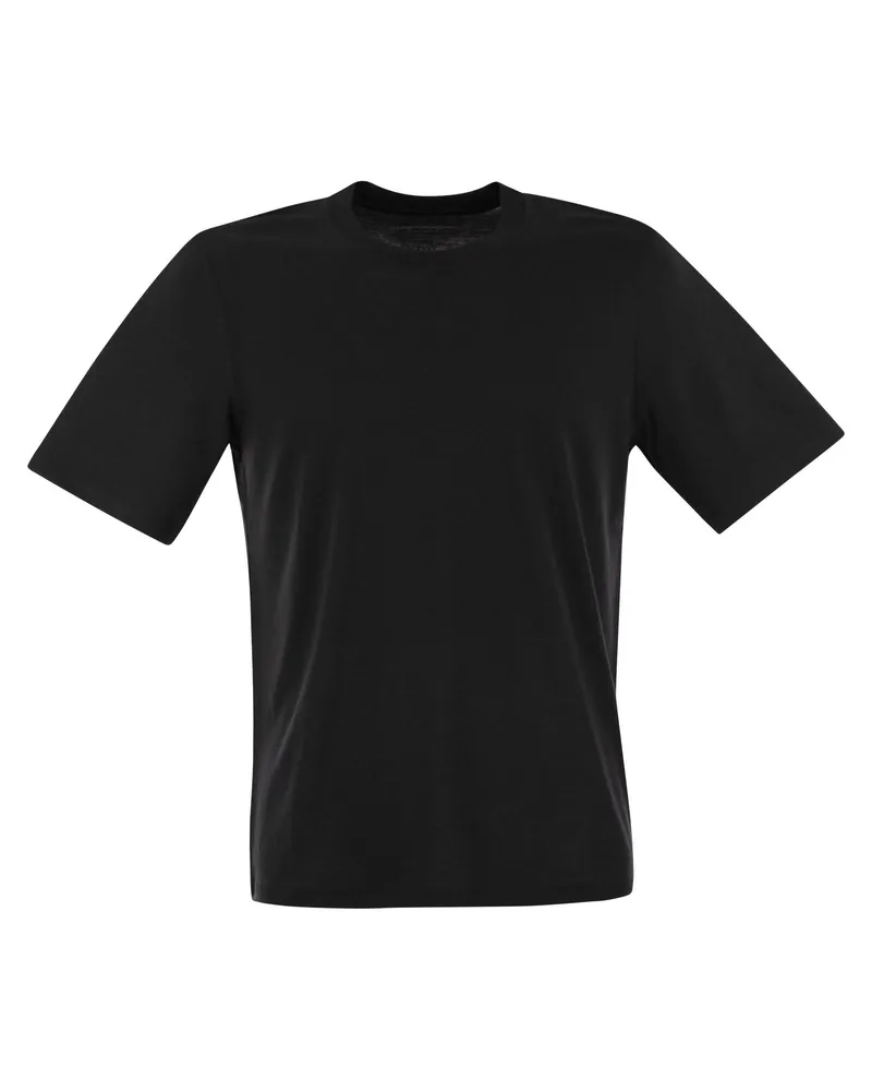 Majestic Majestätische Kurzarm -T -Shirt in Lyocell und Baumwolle Black