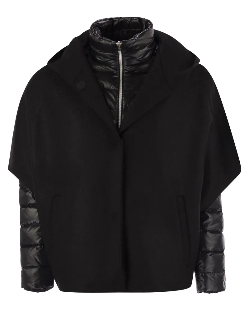 Herno Resort Hood in ultraleichter Wolle und Nylon Black