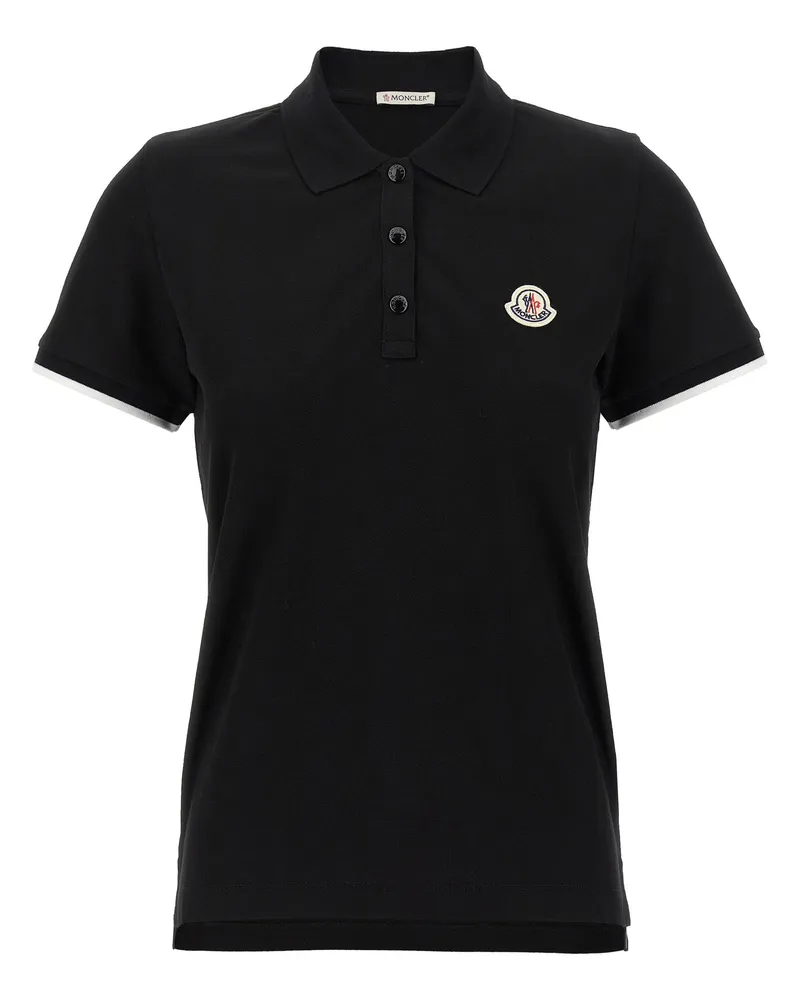 Moncler Logo Patch Polo -Shirt Black